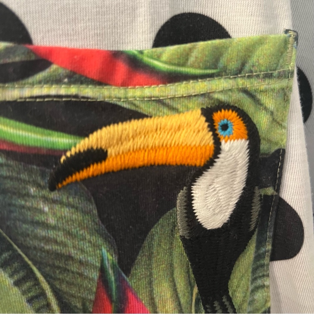 Adidas Farm Rio Collab Trefoil Polka Dot Shirt Sz S Embroidered Toucan Tropical - Picture 6 of 9